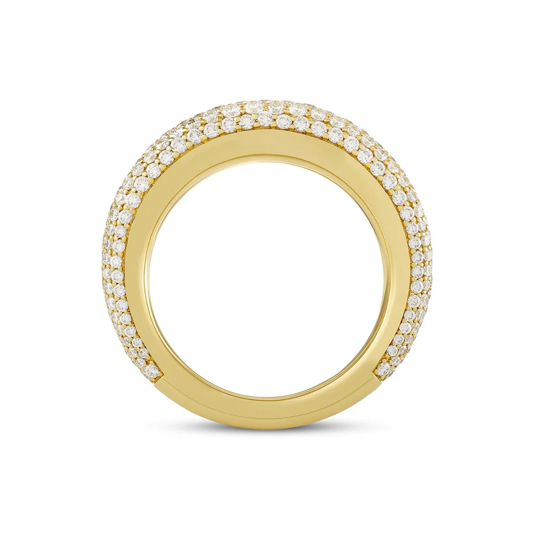 18ct Yellow Gold Domed Diamond Dress Ring - Image 4