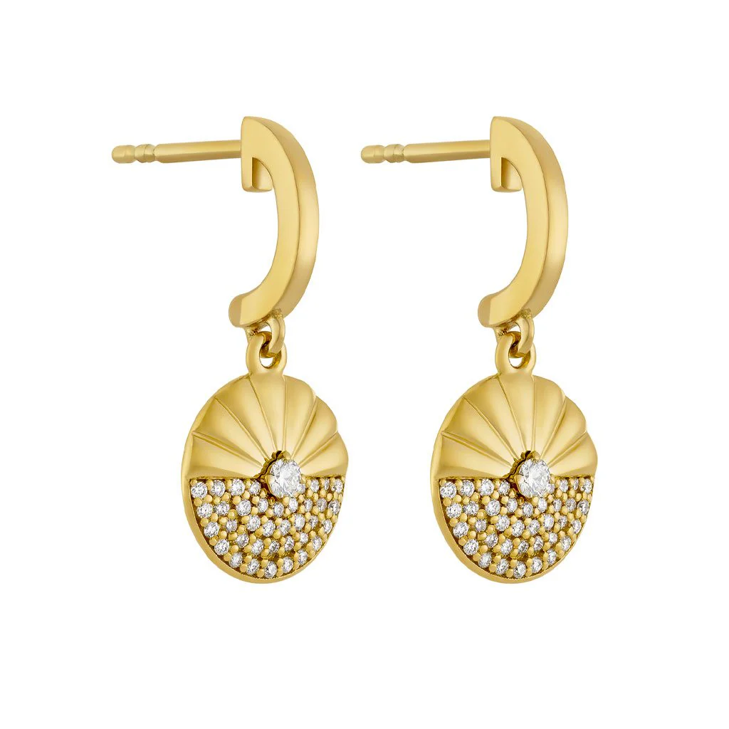 Alba Yellow Gold Diamond Drop Earrings - Image 3