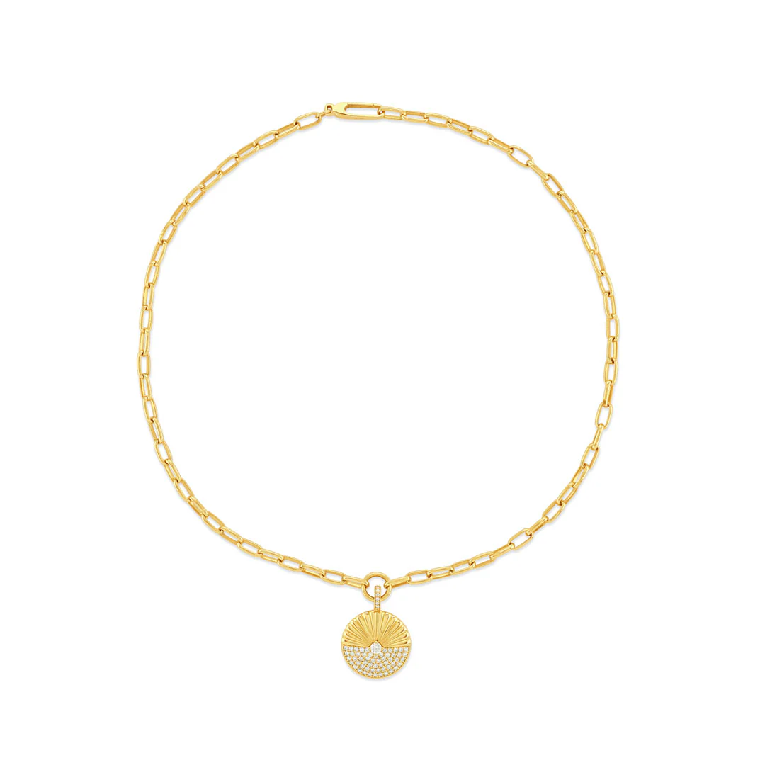Alba Yellow Gold Link Chain Diamond Pendant - Image 3