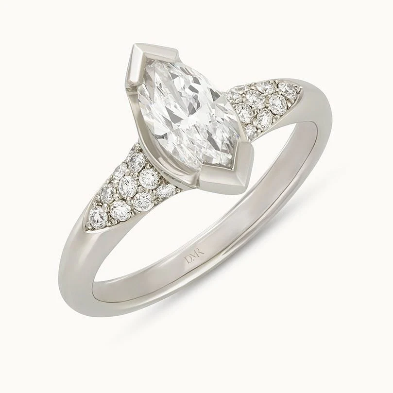 Alina Platinum Marquise Cut Diamond Solitaire Ring - Image 3
