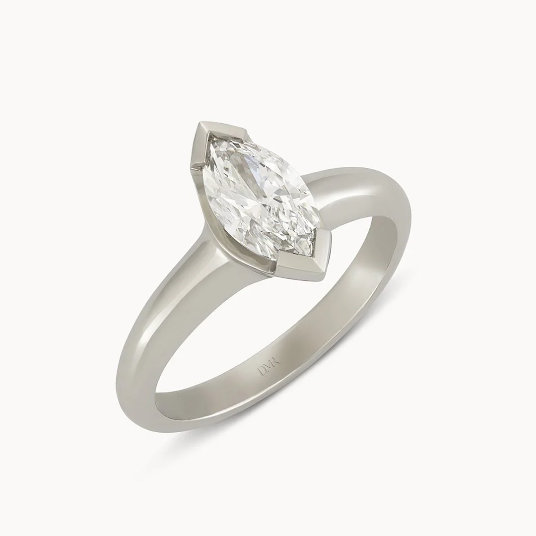Alina Platinum Marquise Cut Diamond Solitaire Ring - Image 3