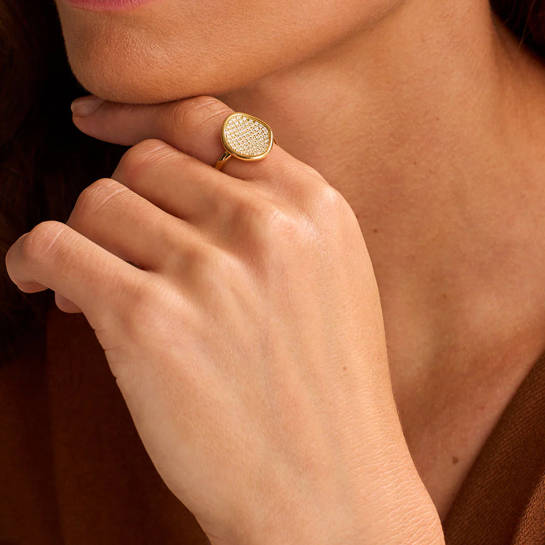 Amalfi Yellow Gold Pavé Diamond Ring - Image 2