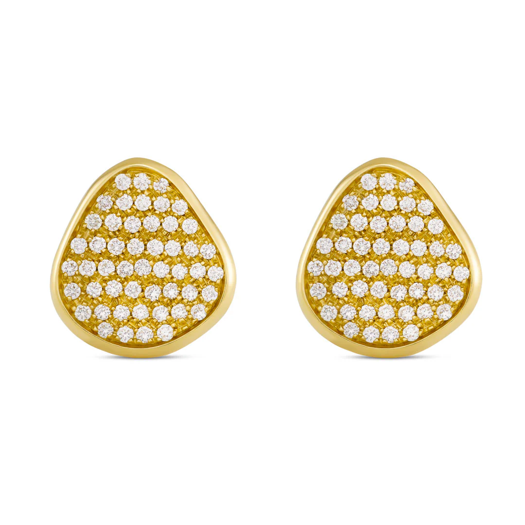 Amalfi Yellow Gold Pavé Diamond Stud Earrings - Image 3