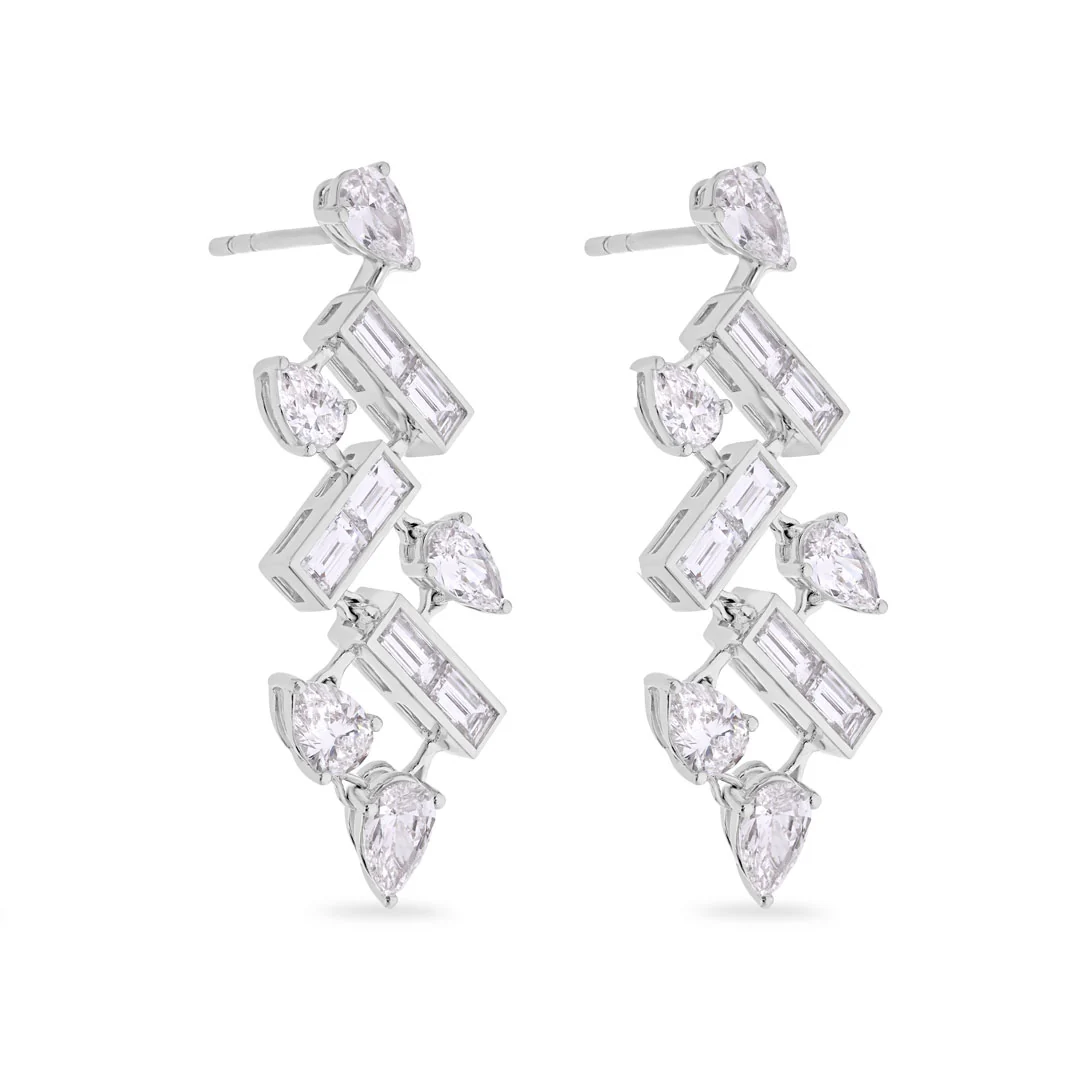 Aria White Gold Diamond Drop Earrings - Image 3