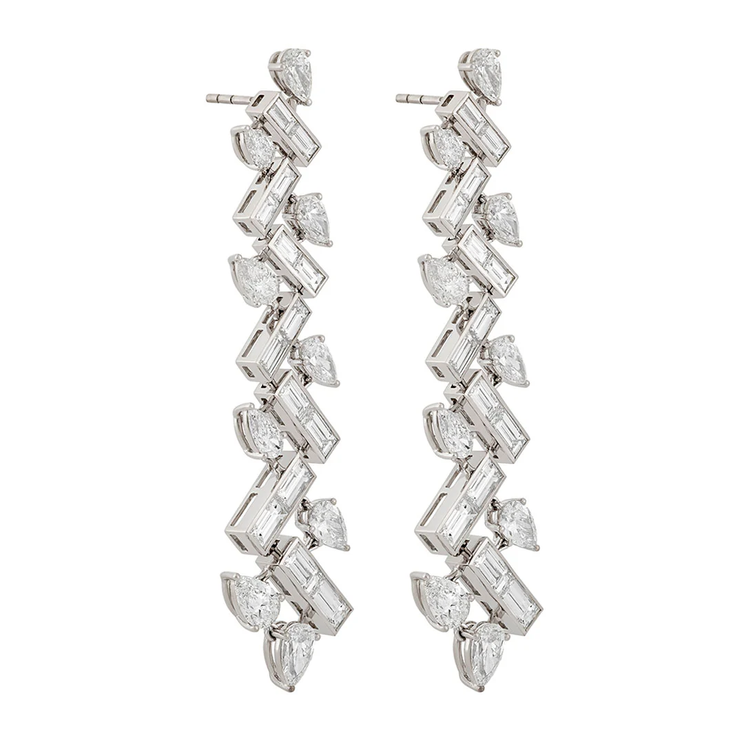Aria White Gold Diamond Drop Earrings - Image 3