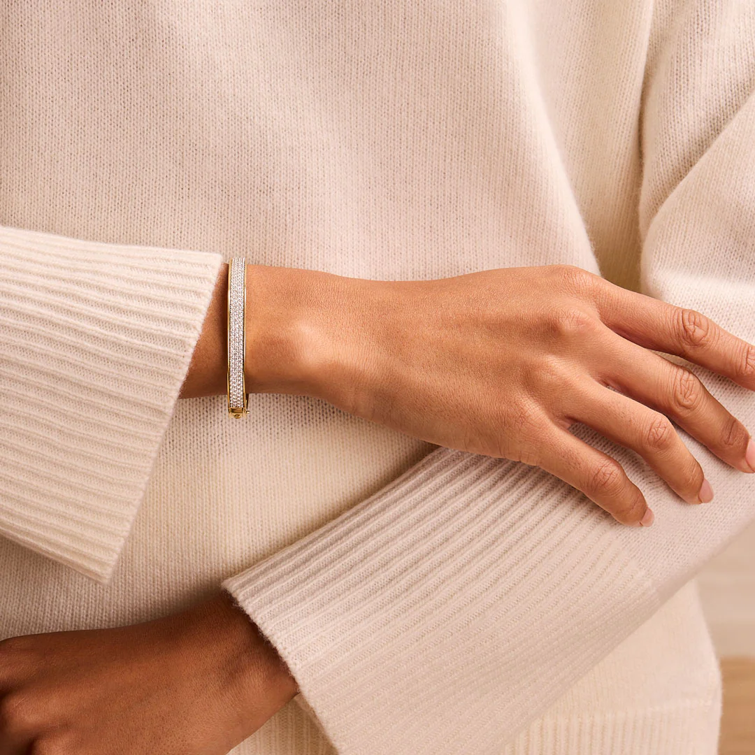 Day Diamonds Yellow & White Gold Pavé Diamond Bangle - Image 2