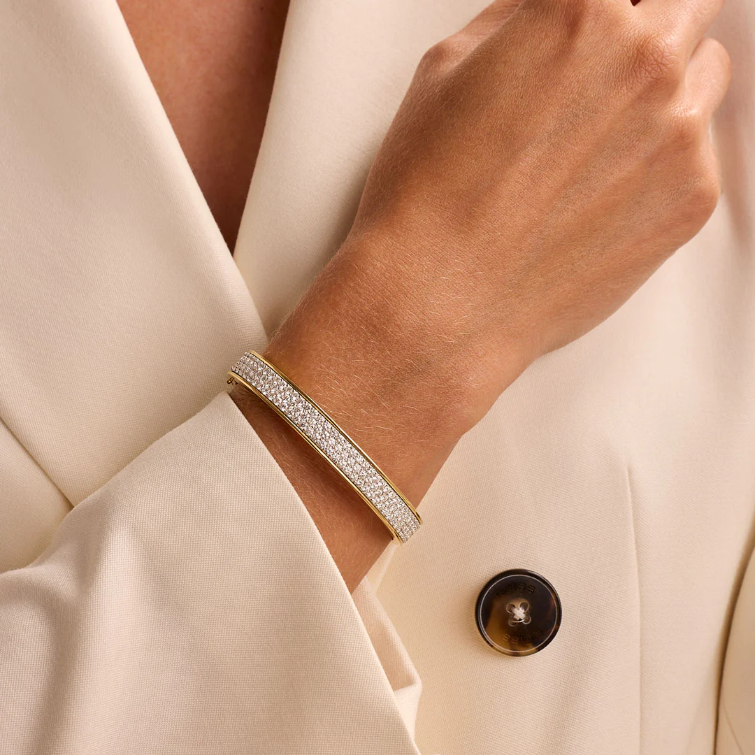 Day Diamonds Yellow & White Gold Pavé Diamond Bangle - Image 2