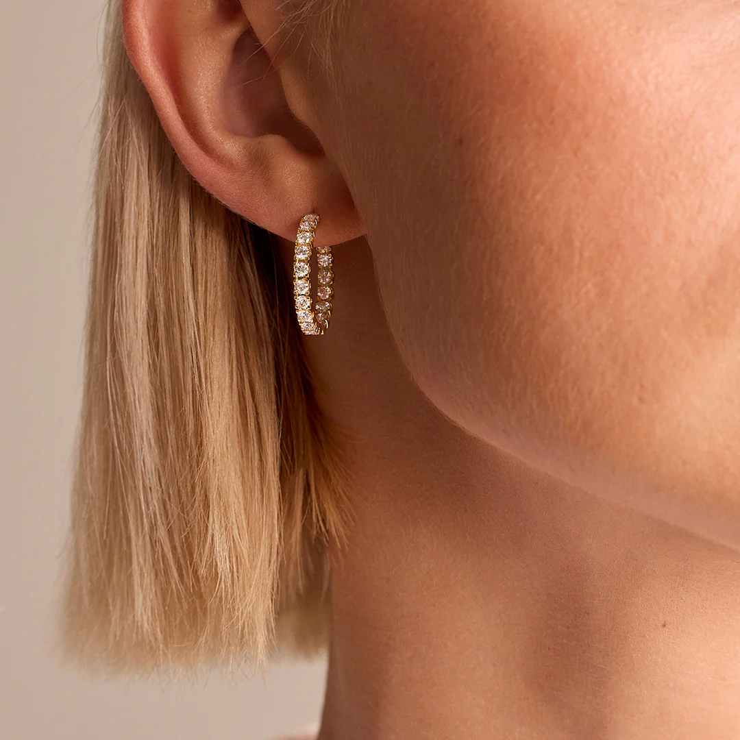 Diamond Classics Yellow Gold Diamond Hoop Earrings - Image 2
