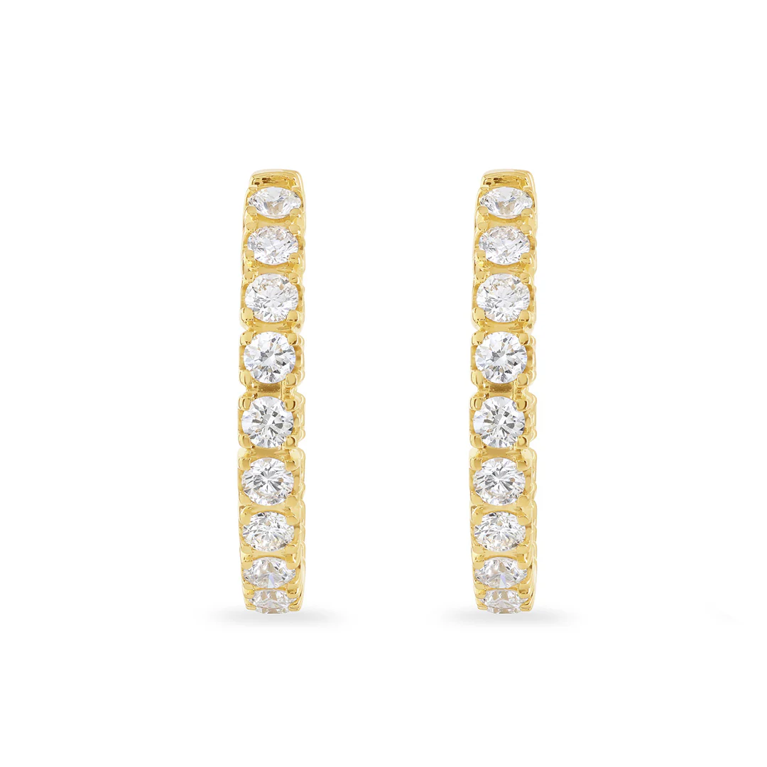 Diamond Classics Yellow Gold Diamond Hoop Earrings - Image 3