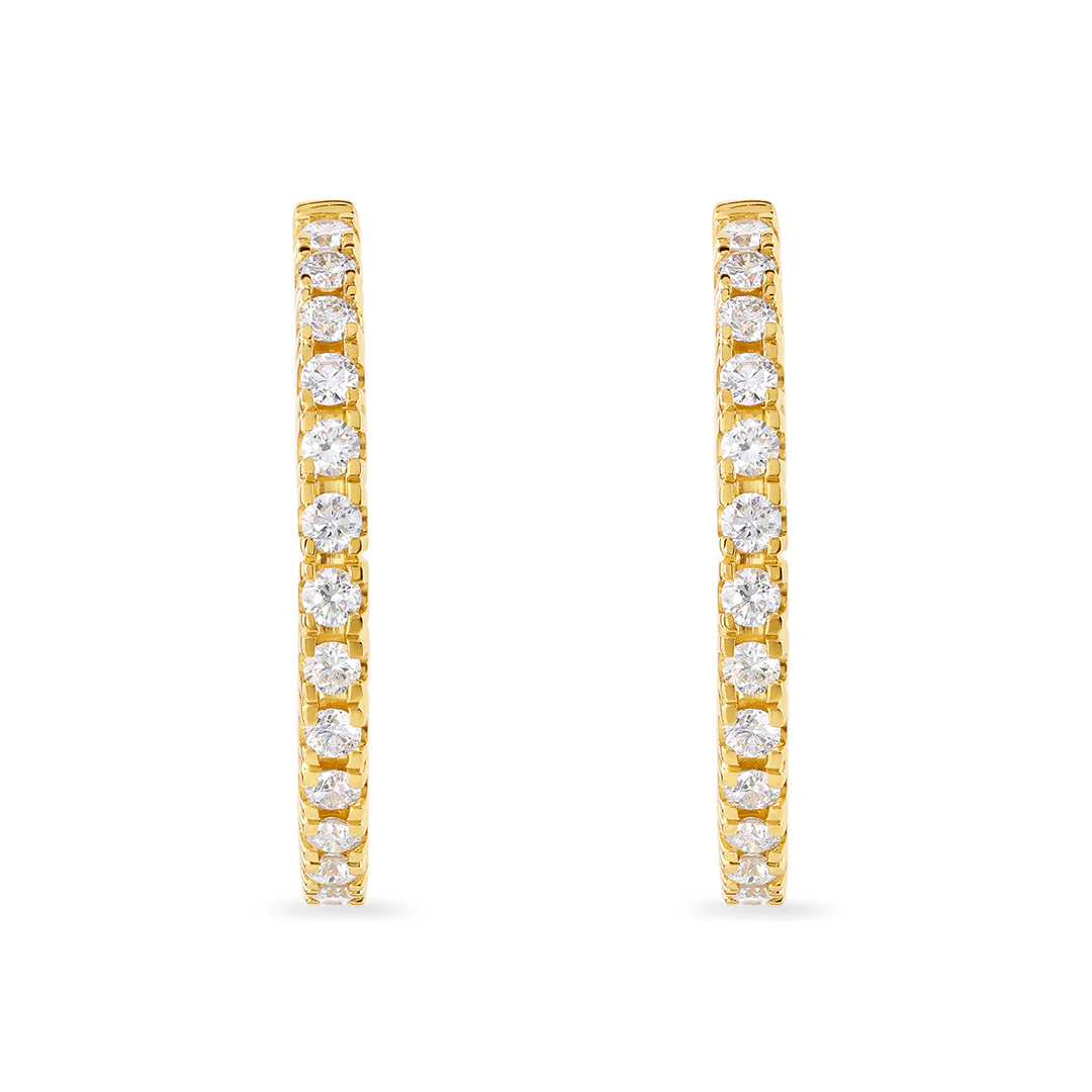 Diamond Classics Yellow Gold Diamond Hoop Earrings - Image 3