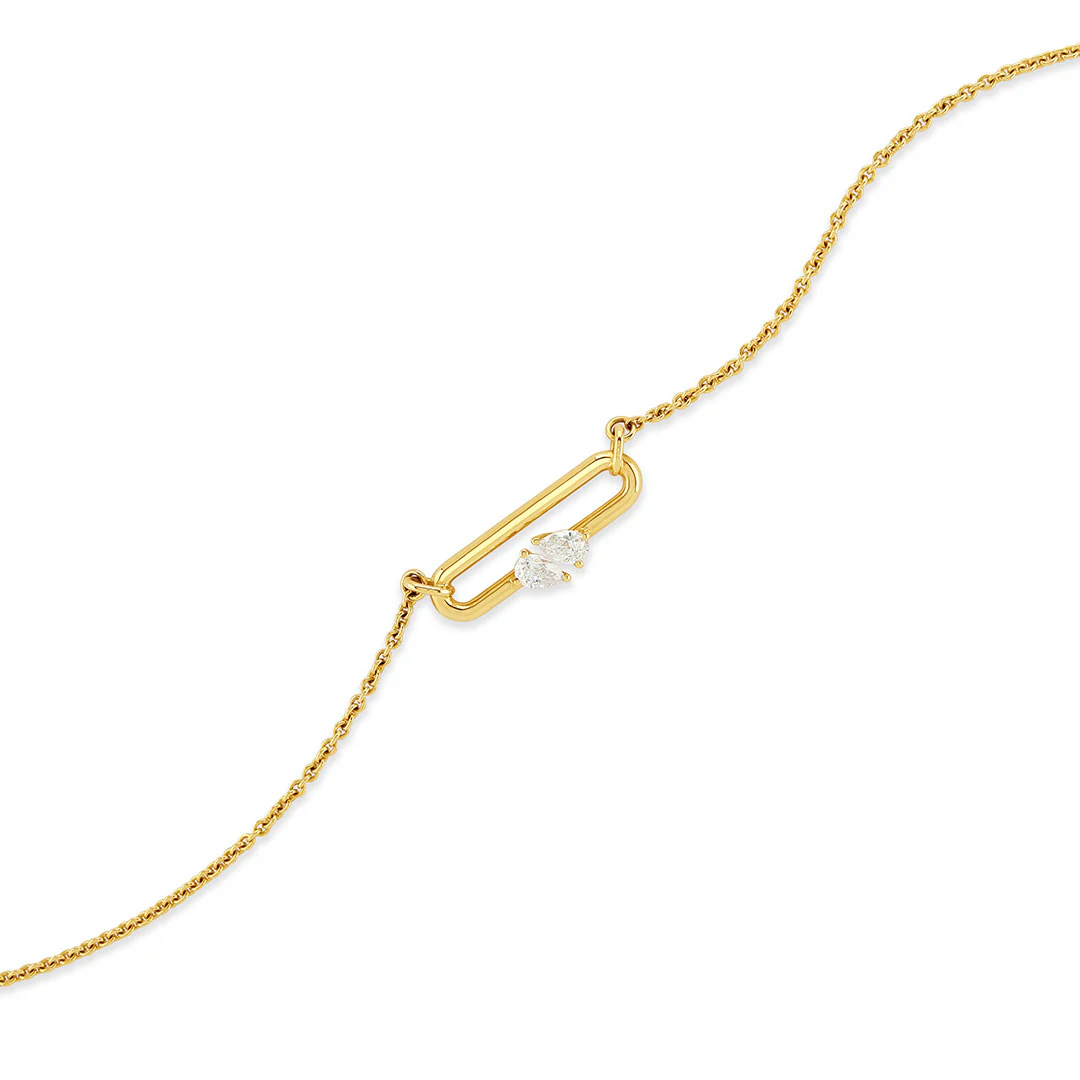 Ditto Yellow Gold Pear Shape Diamond Necklace - Image 3
