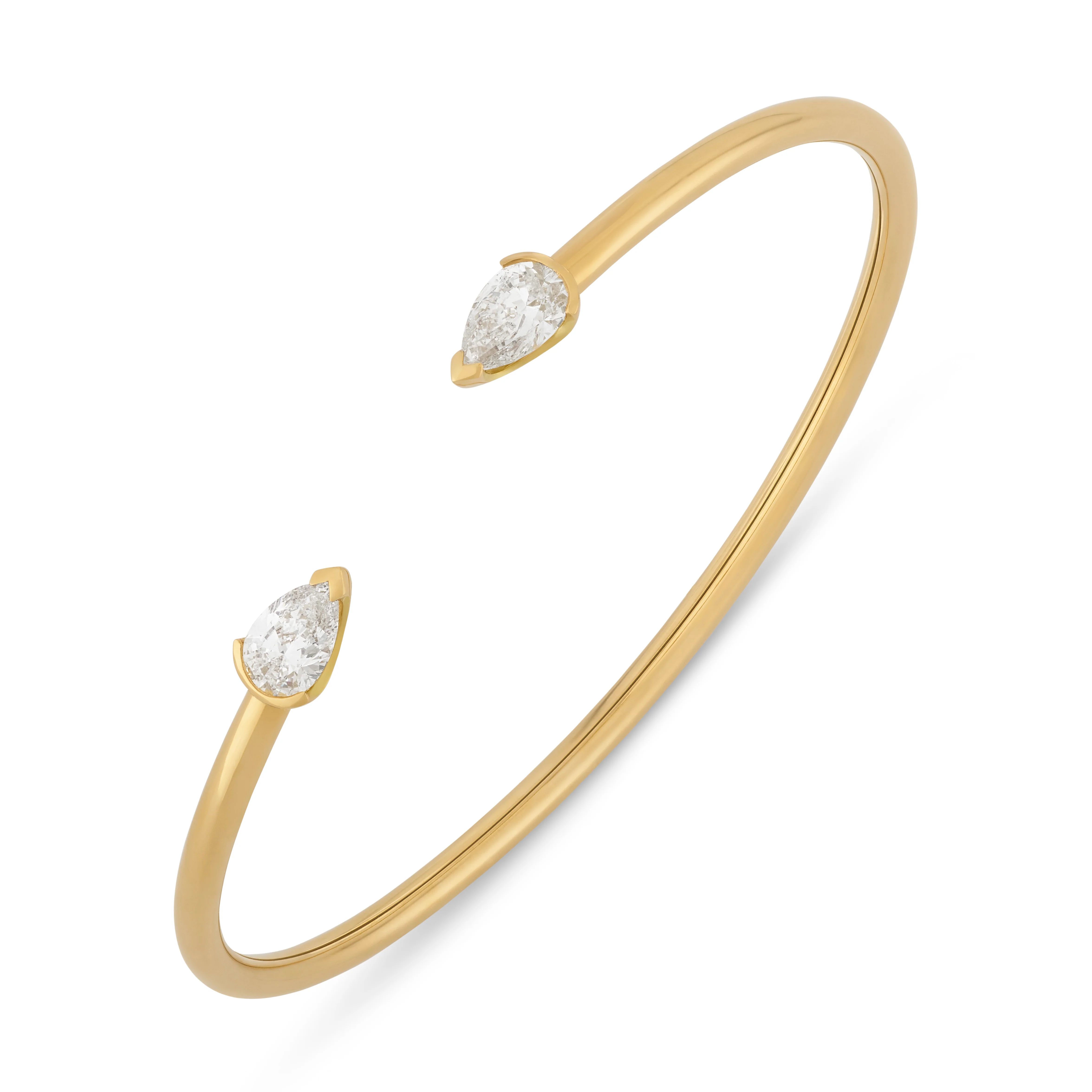 Ditto Yellow Gold Pear Shape Diamond Torque Bangle - Image 3
