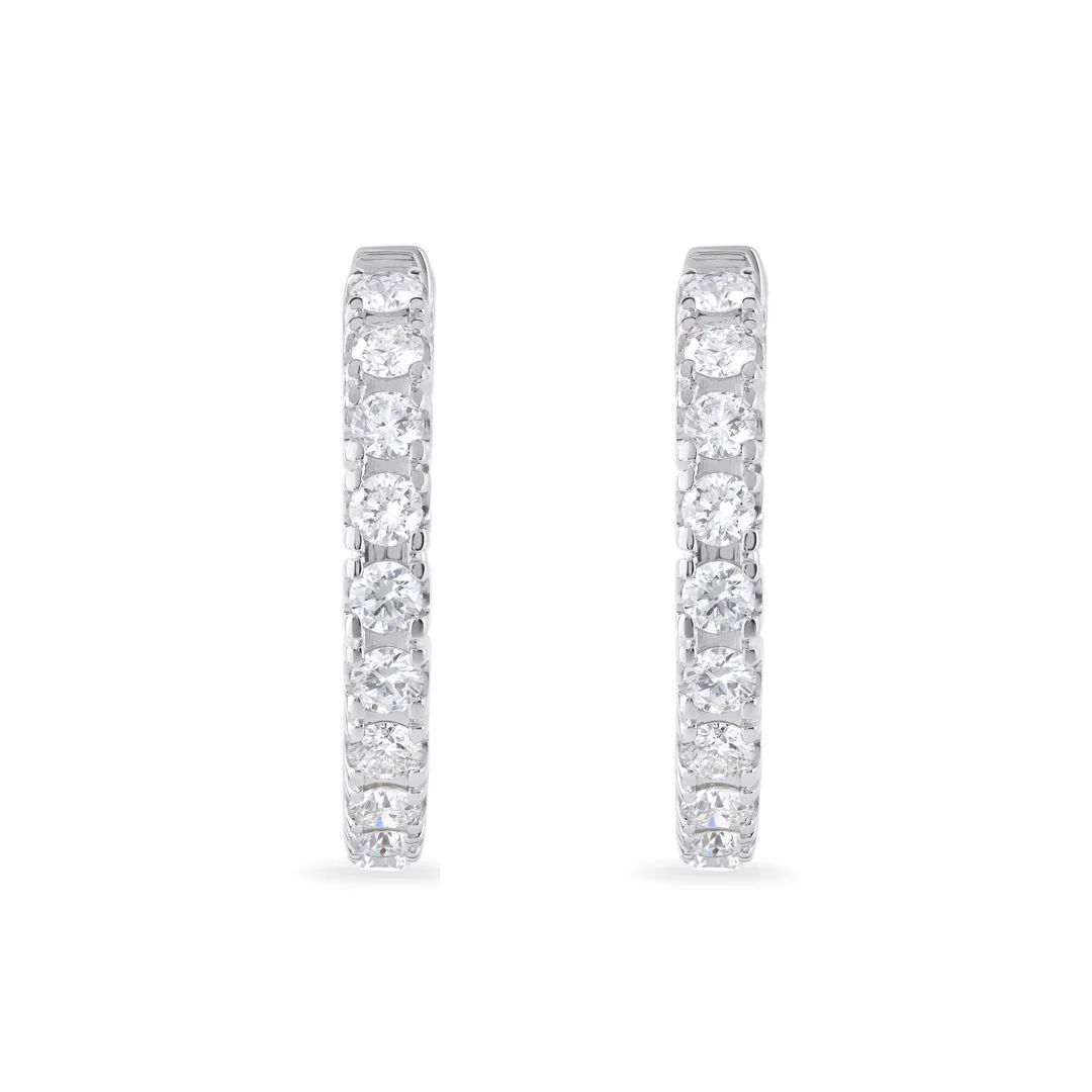 Diamond Classics Platinum Diamond Hoop Earrings - Image 3