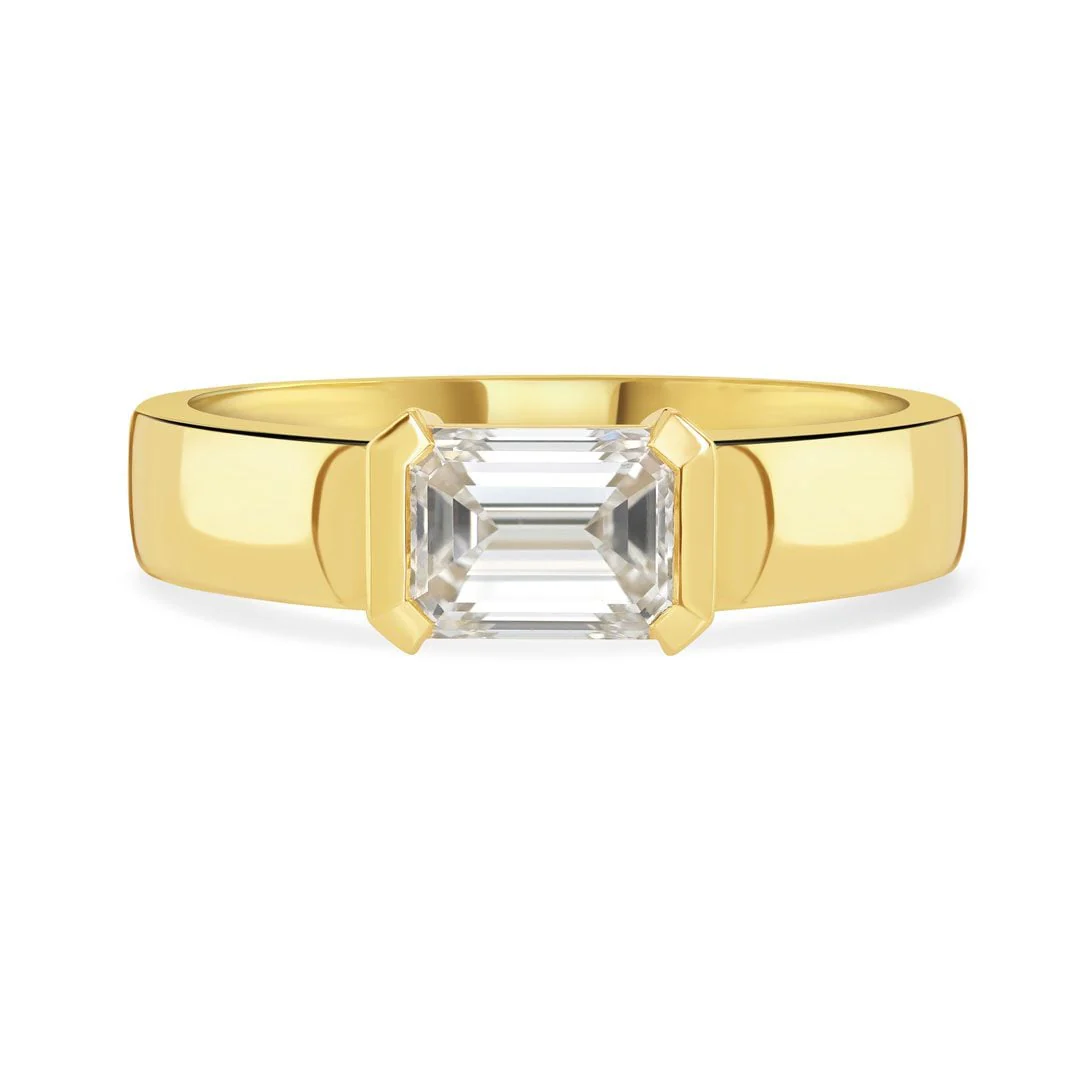 Signature Yellow Gold Emerald Cut Diamond Ring