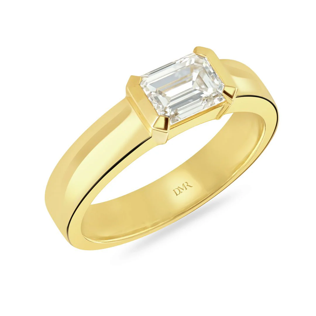 Signature Yellow Gold Emerald Cut Diamond Ring - Image 3
