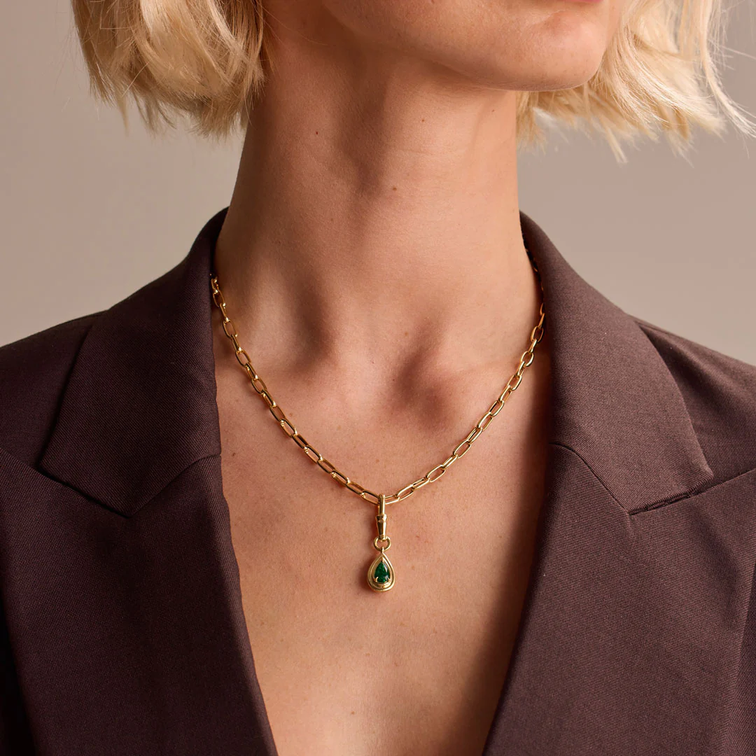 Emerald & Diamond Reversible Pendant Charm - Image 2