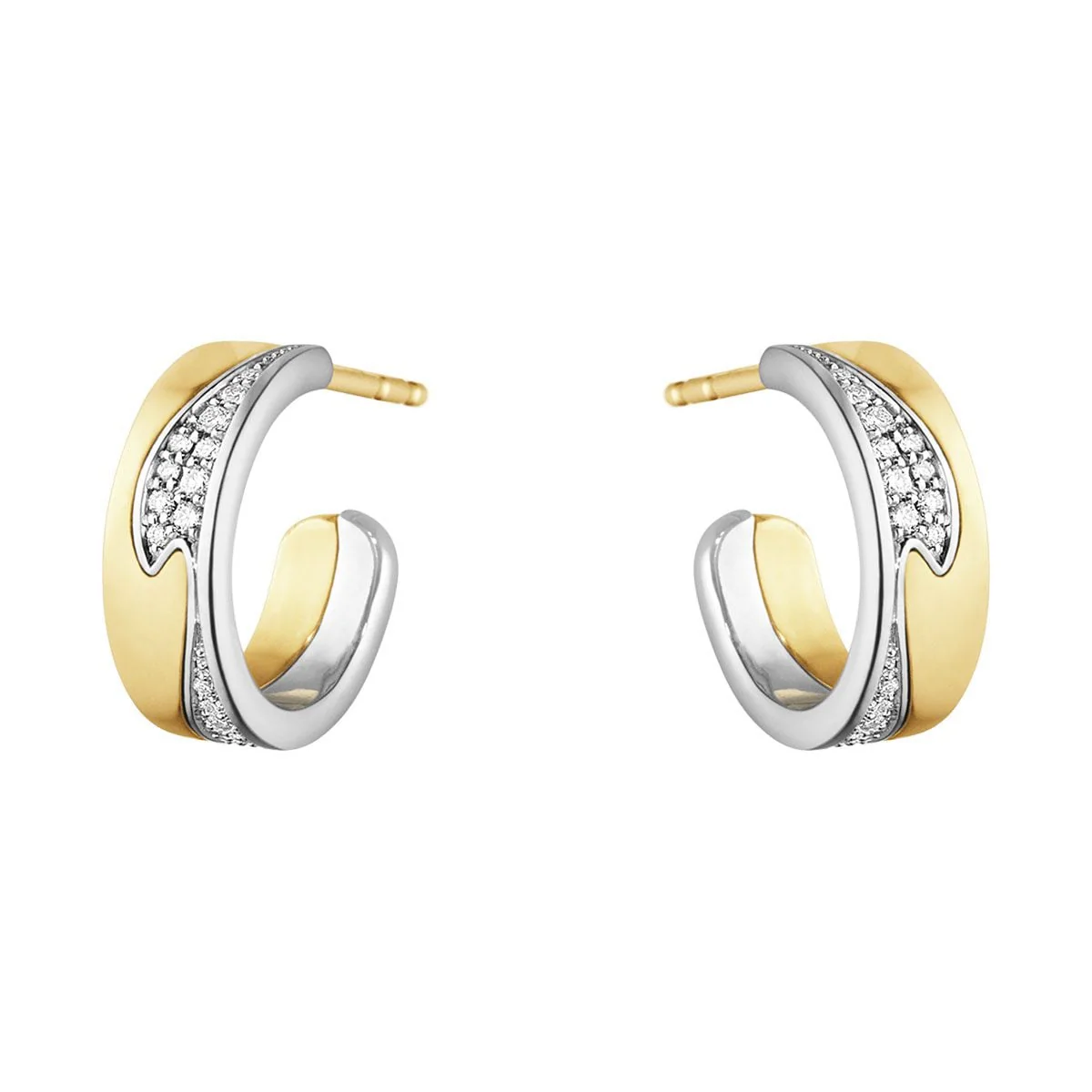 Fusion White & Yellow Gold Diamond Hoop Earrings