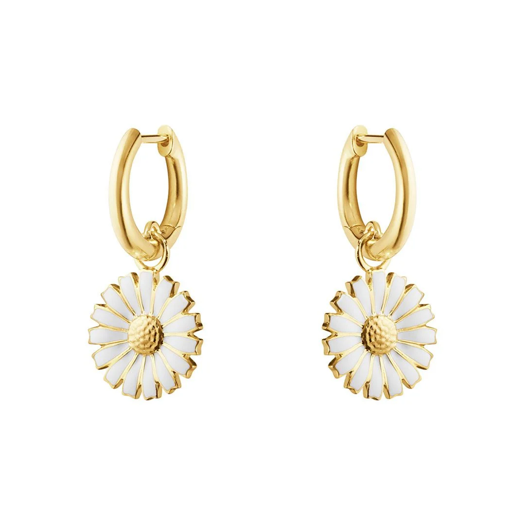 Gold Plated Sterling Silver Daisy Hoop Earrings
