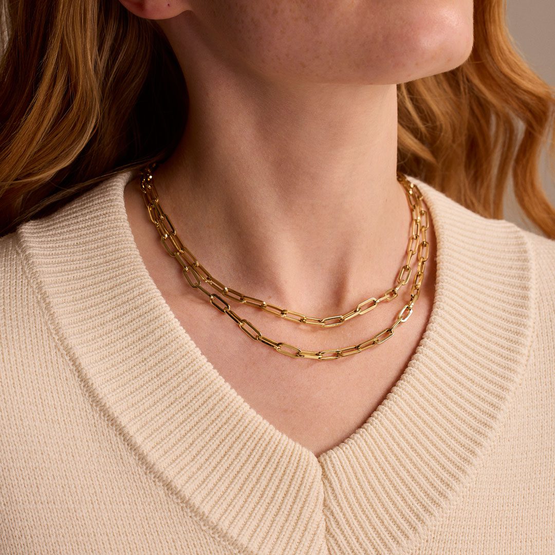 Giallo Yellow Gold Long Link Necklace - Image 3