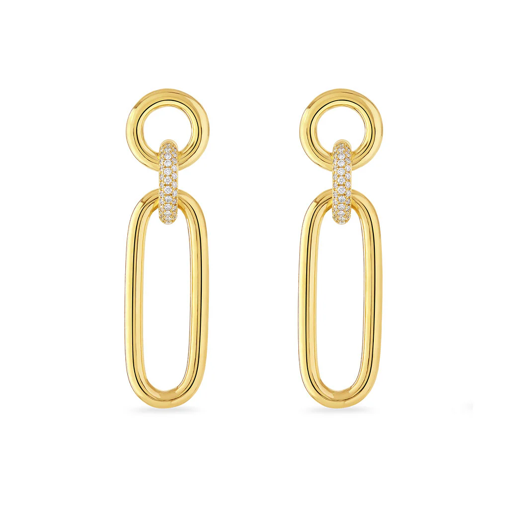 Giallo Pavé Yellow Gold Diamond Drop Earrings - Image 3