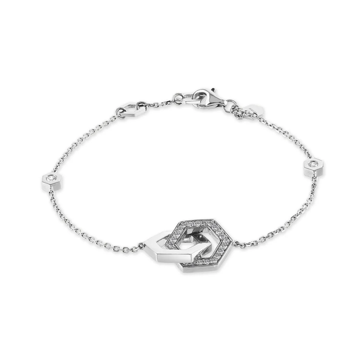 Honeycomb White Gold Diamond Bracelet
