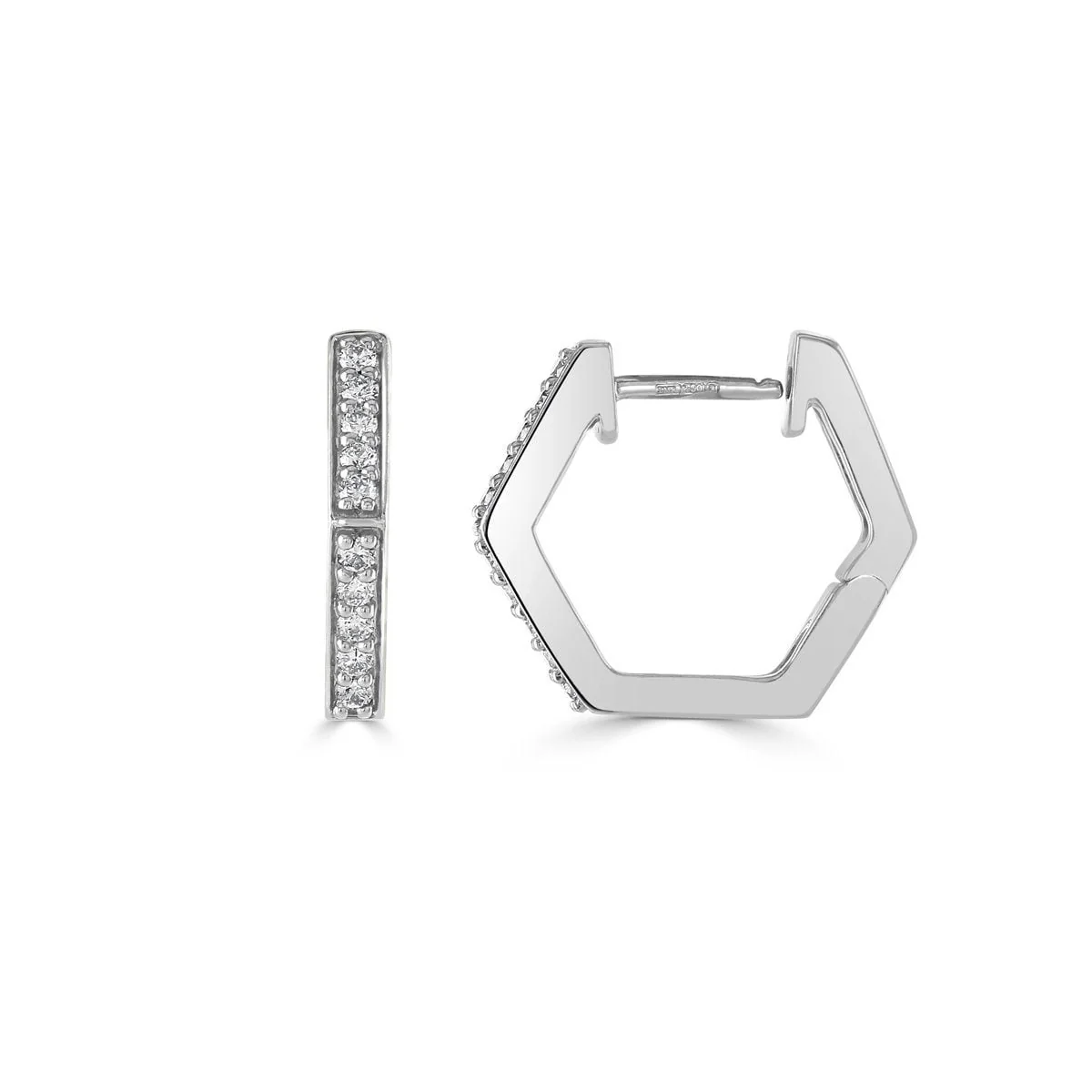 Honeycomb White Gold Diamond Hoop Earrings