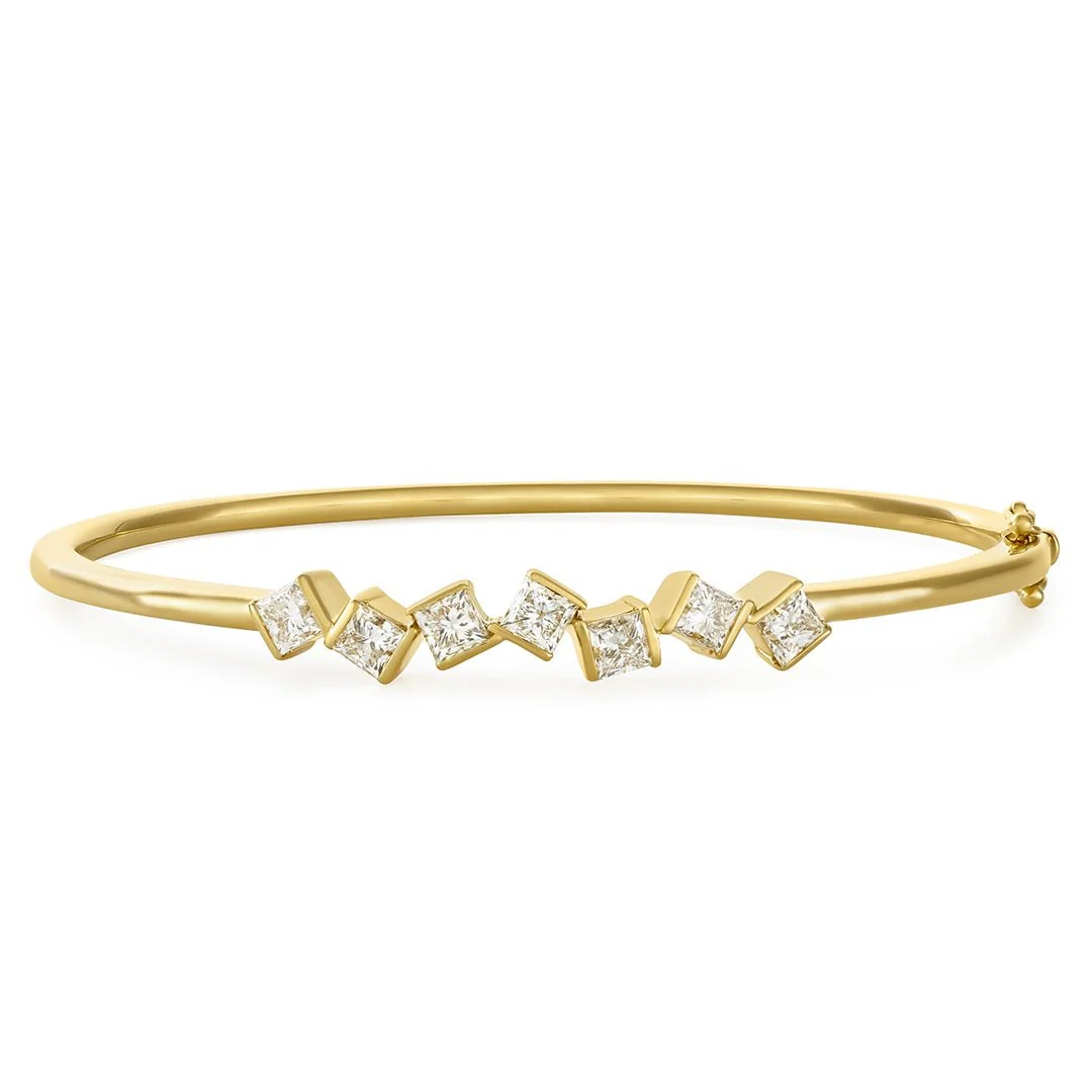 Hopscotch Yellow Gold Diamond Bangle