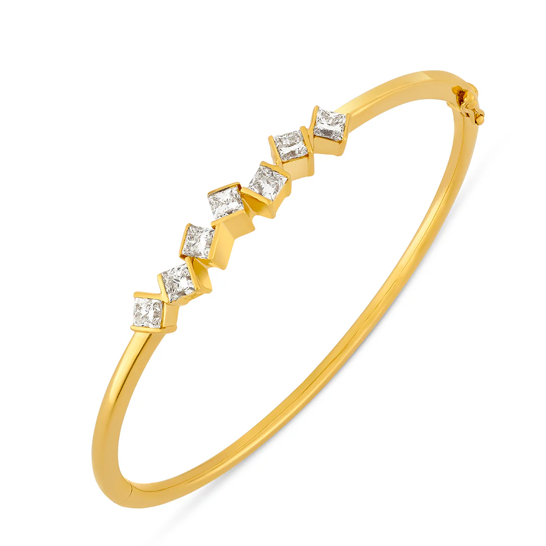 Hopscotch Yellow Gold Diamond Bangle - Image 3