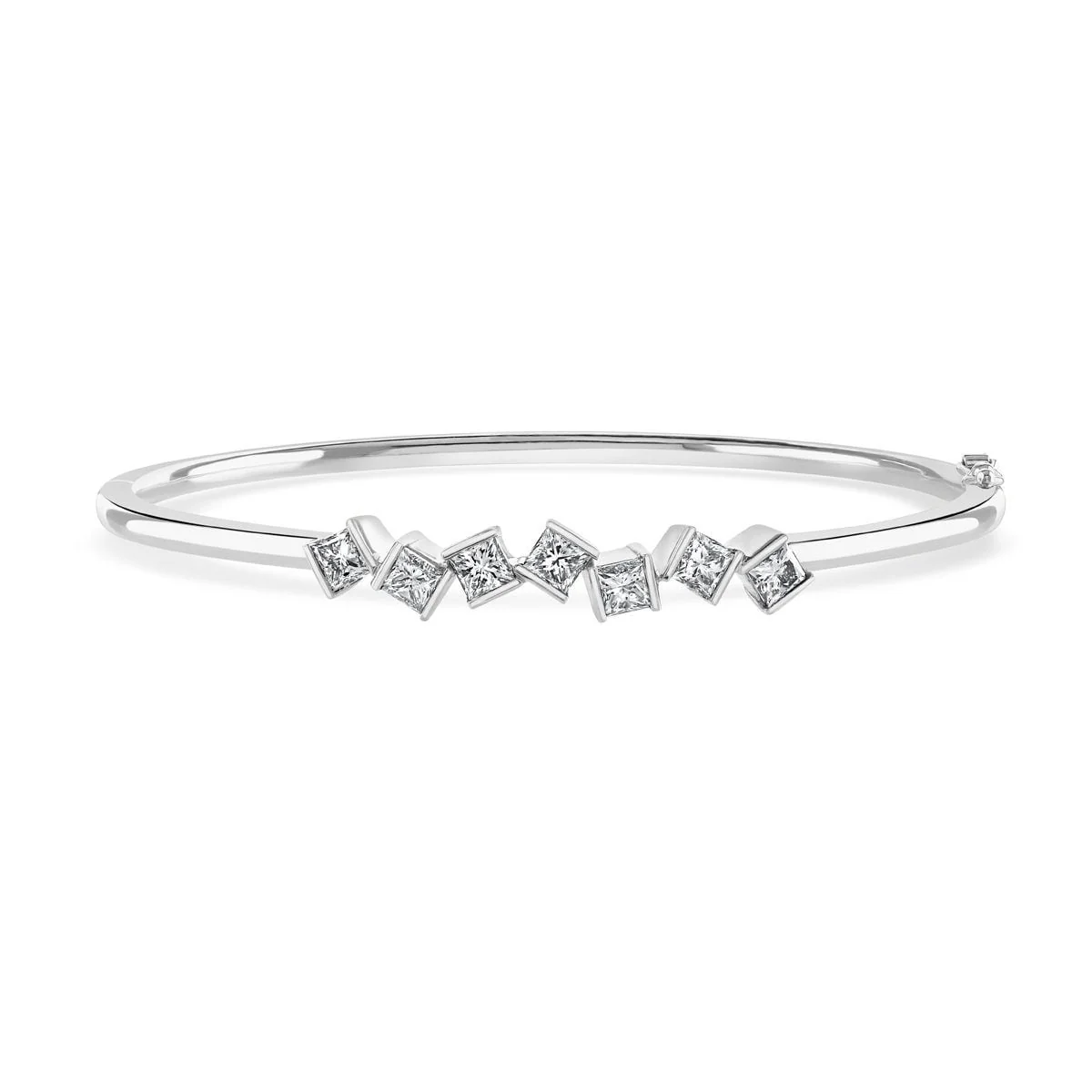 Hopscotch White Gold Diamond Bangle