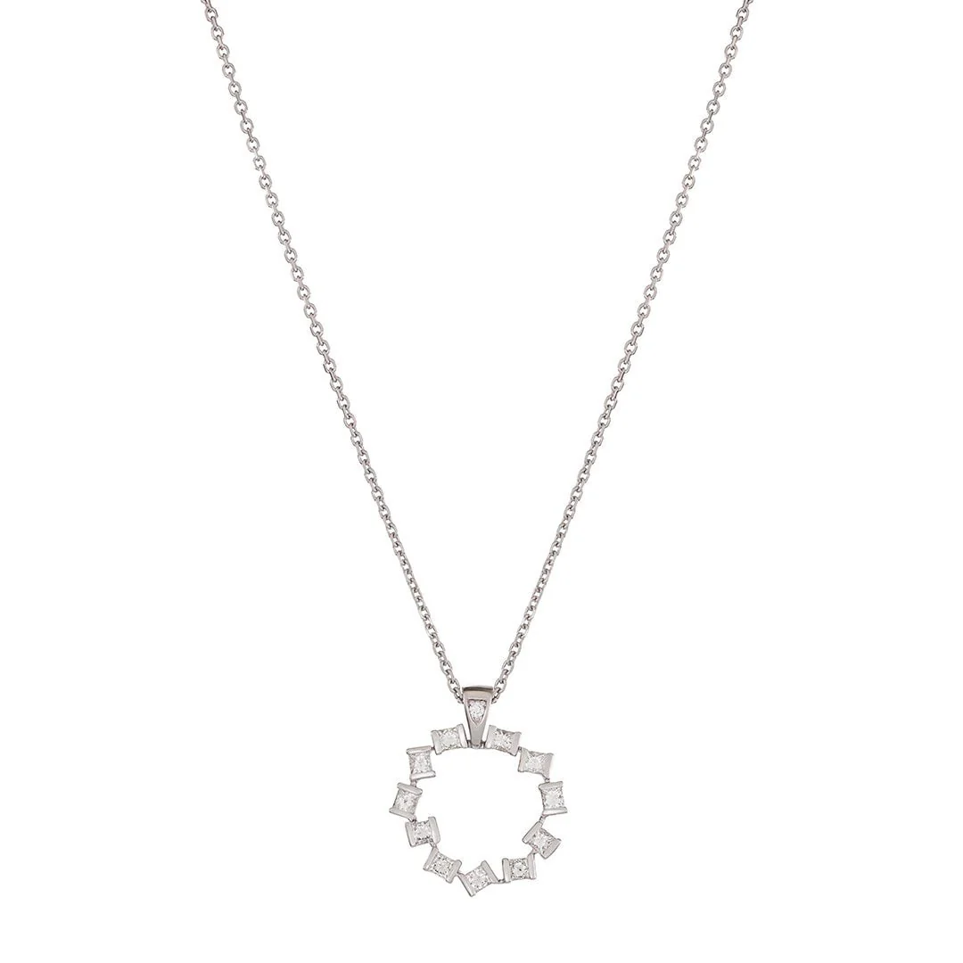 Hopscotch White Gold Diamond Small Circle Pendant