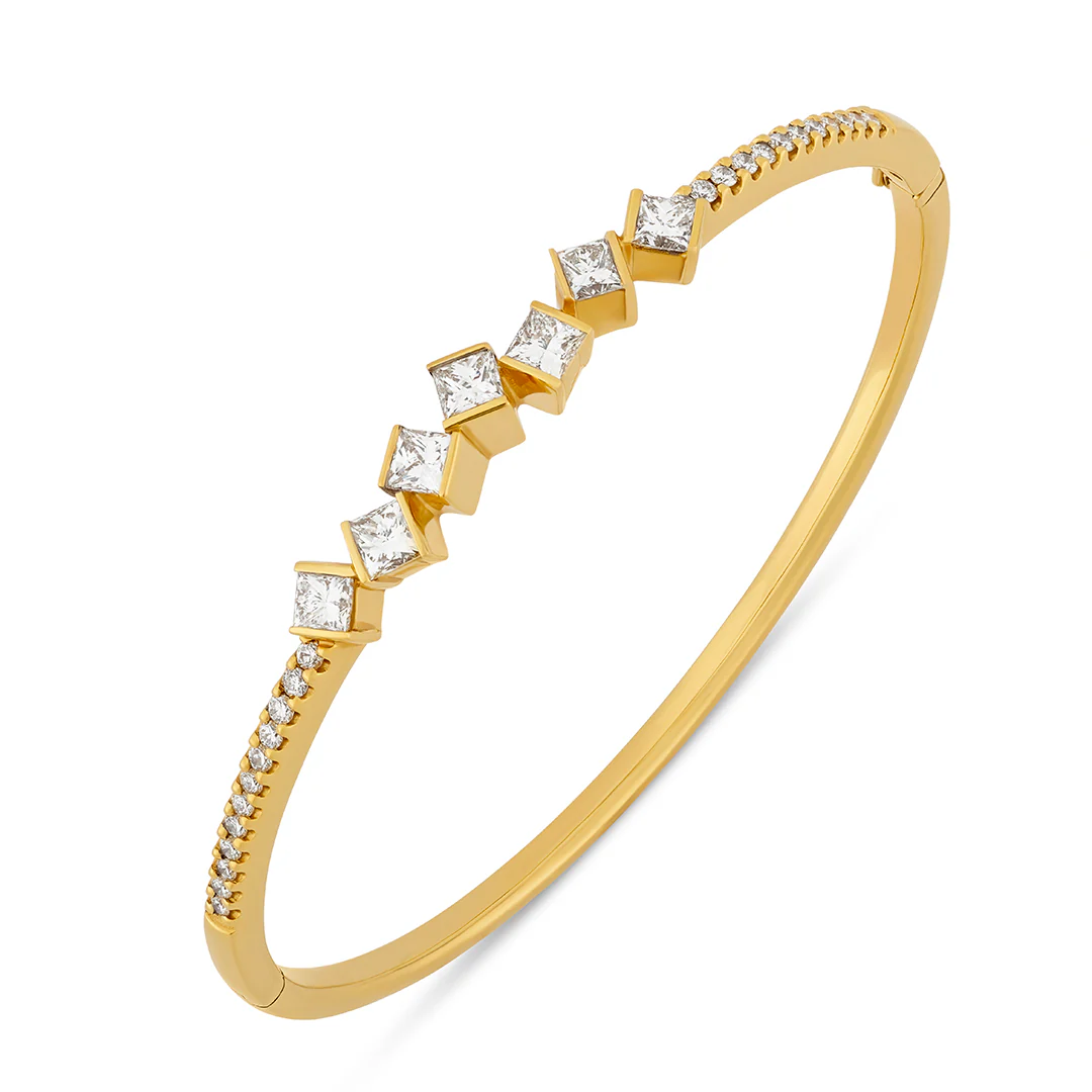 Hopscotch Yellow Gold Diamond Bangle - Image 3