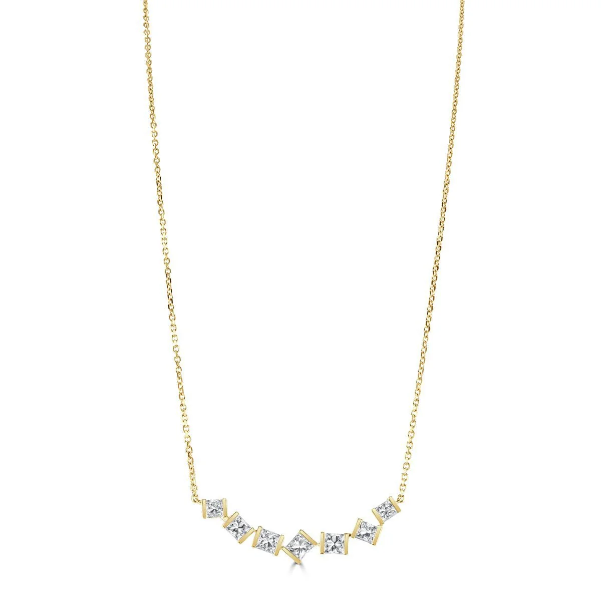 Hopscotch Yellow Gold Diamond Bar Necklace