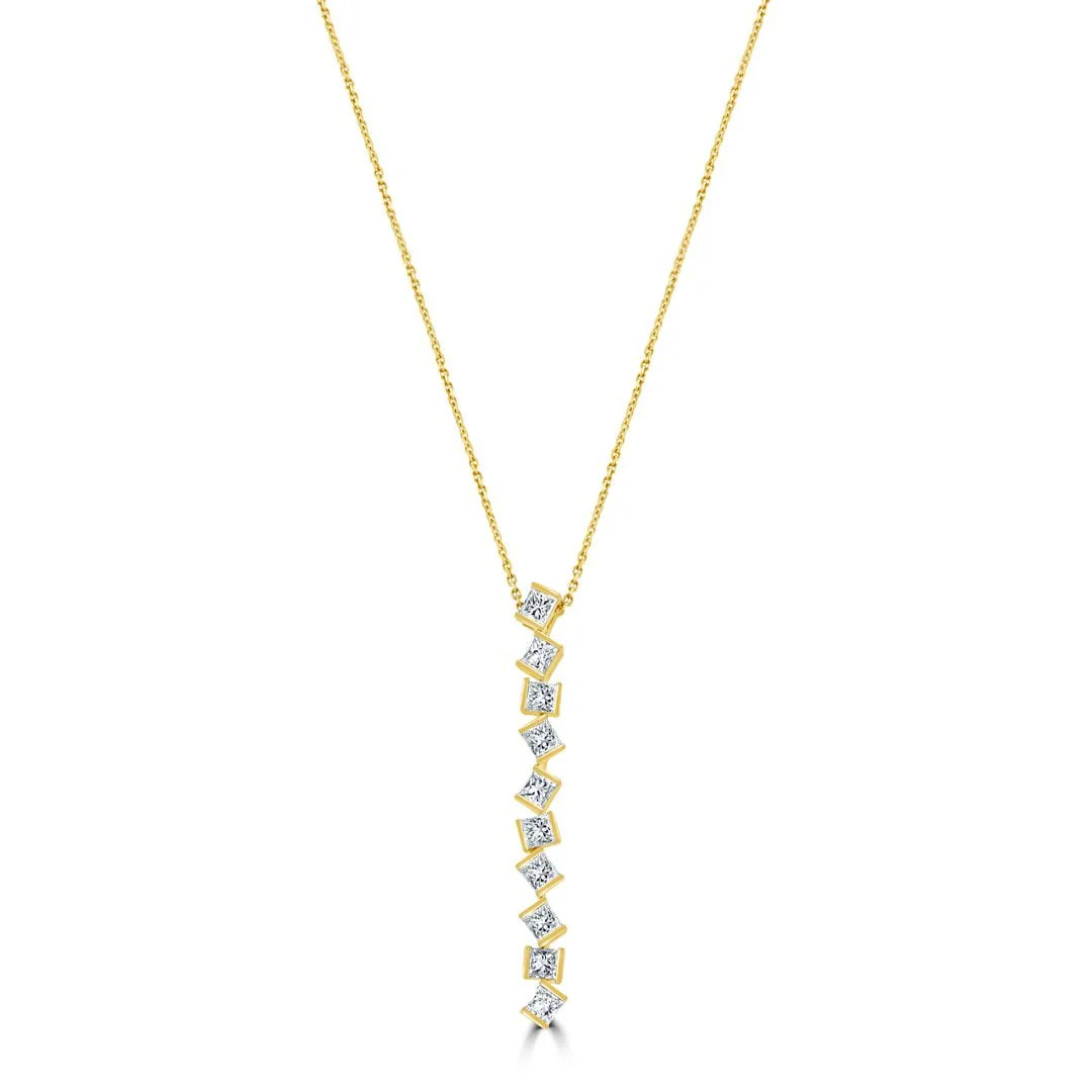 Hopscotch Yellow Gold Diamond Drop Pendant