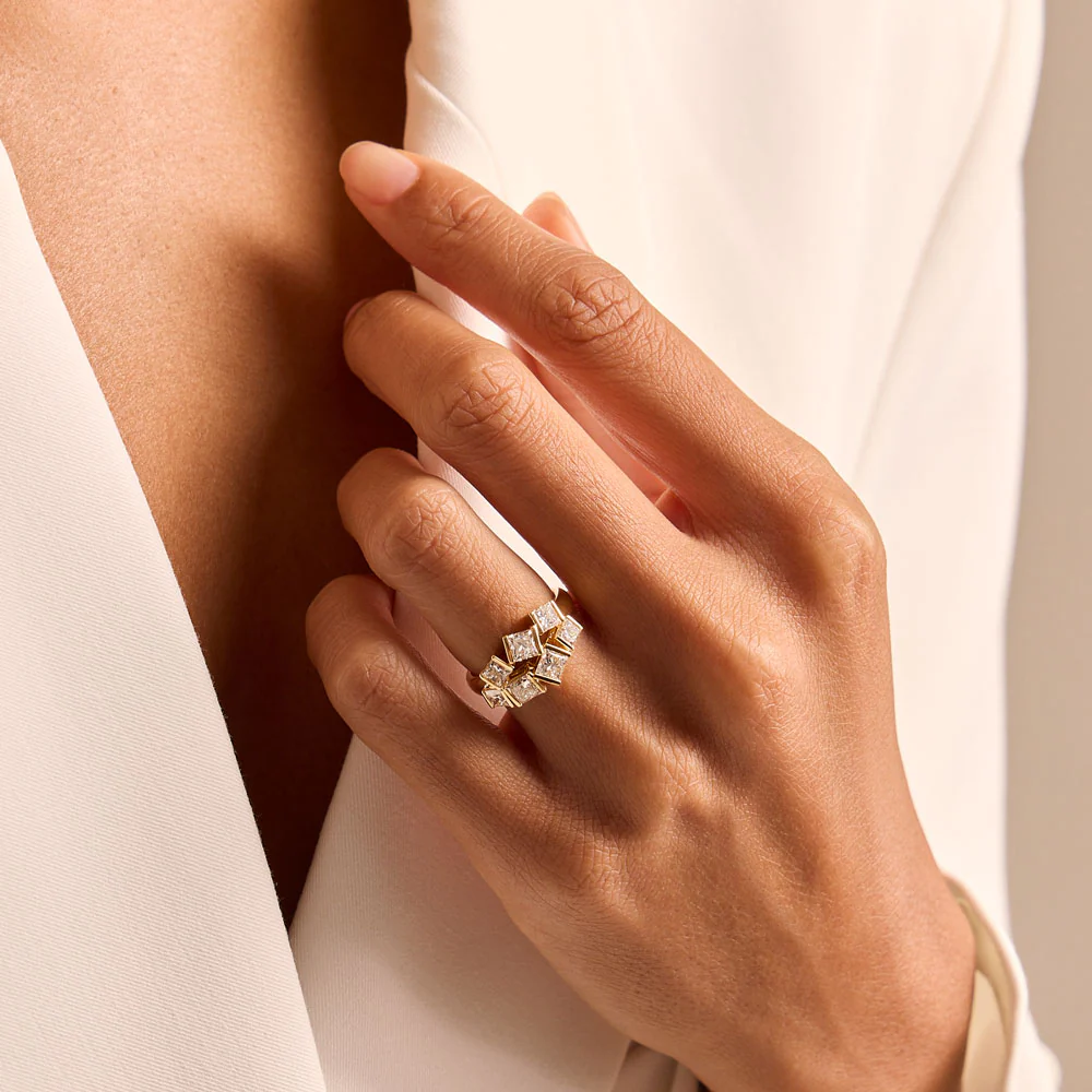 Hopscotch Yellow Gold Diamond Ring - Image 2