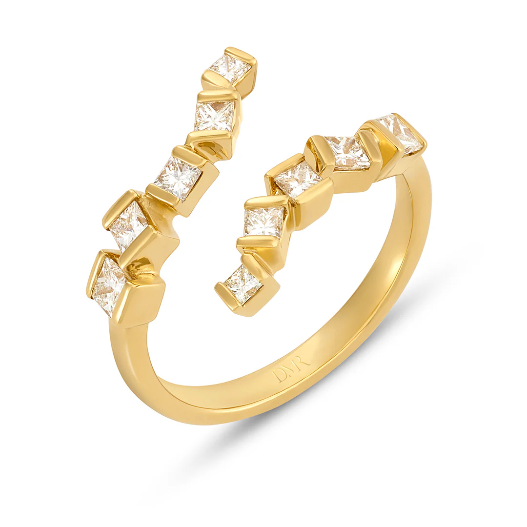 Hopscotch Yellow Gold Wraparound Diamond Ring - Image 3