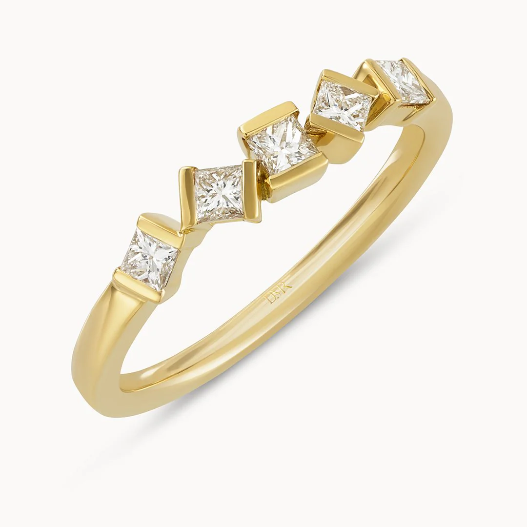 Hopscotch Yellow Gold Diamond Stacking Ring - Image 4