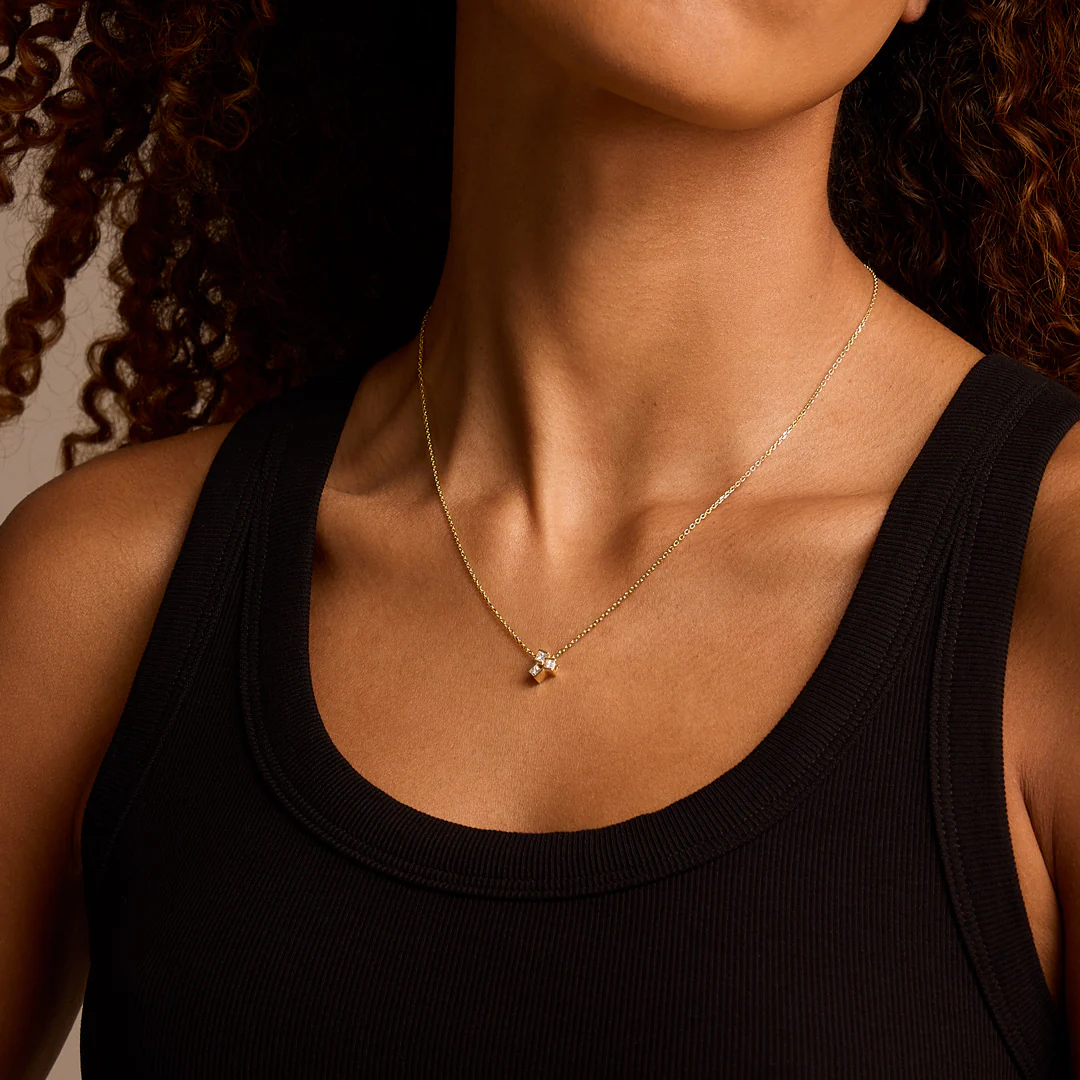 Hopscotch Yellow Gold Small Diamond Pendant - Image 2