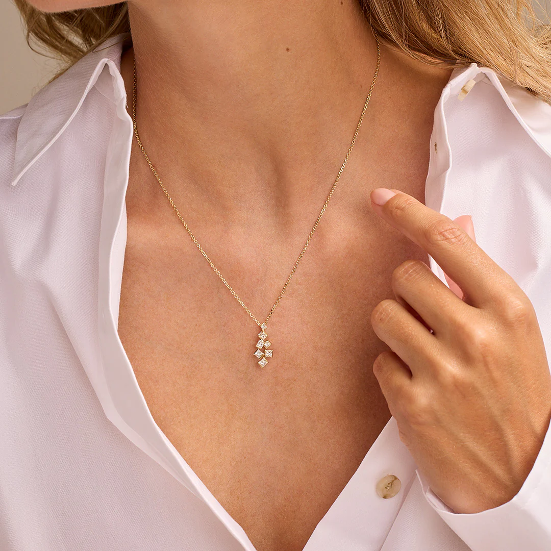 Hopscotch Yellow Gold Small Diamond Pendant - Image 2
