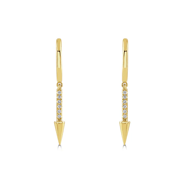 Love Lines Yellow Gold Diamond Huggie Earrings