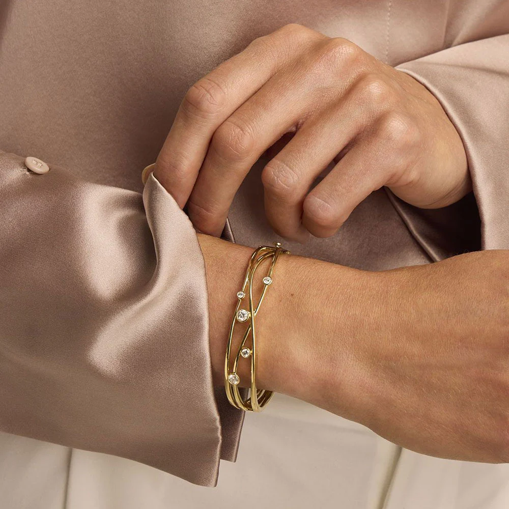 Lunar Yellow Gold Diamond Bangle - Image 2