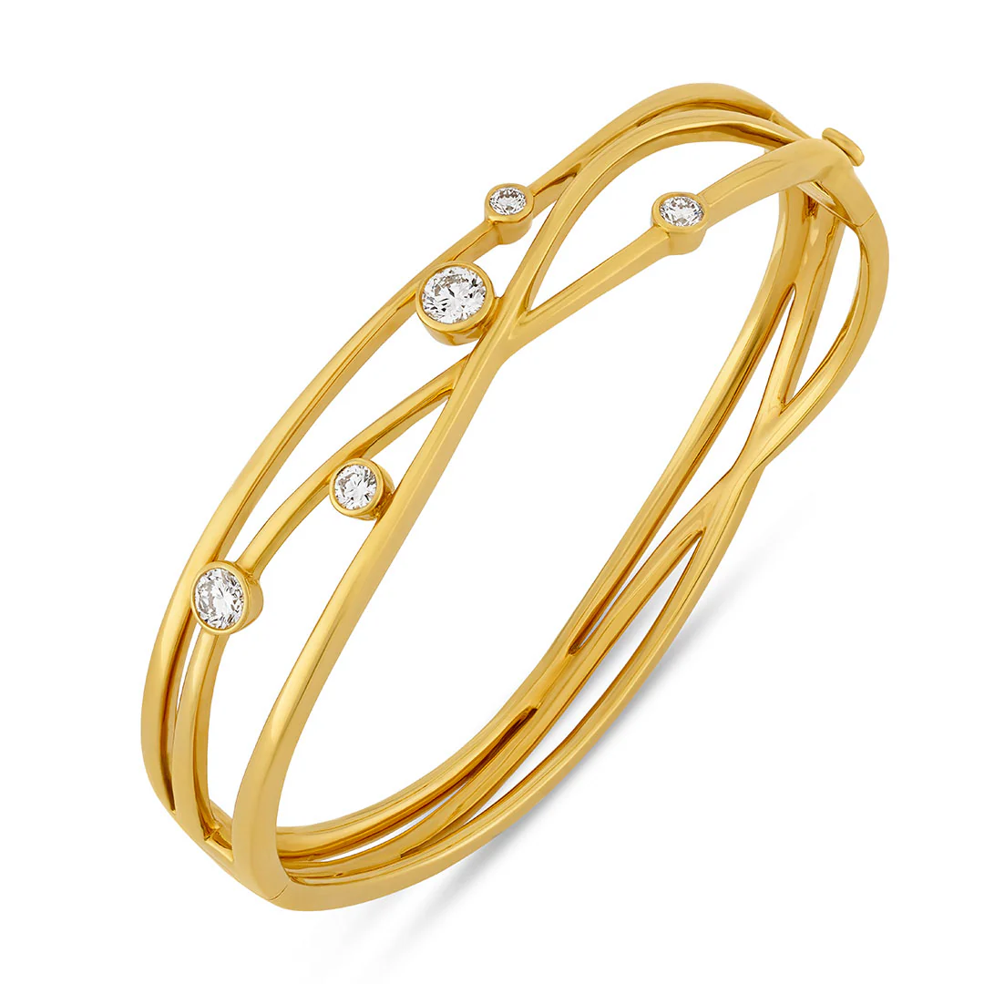 Lunar Yellow Gold Diamond Bangle - Image 3