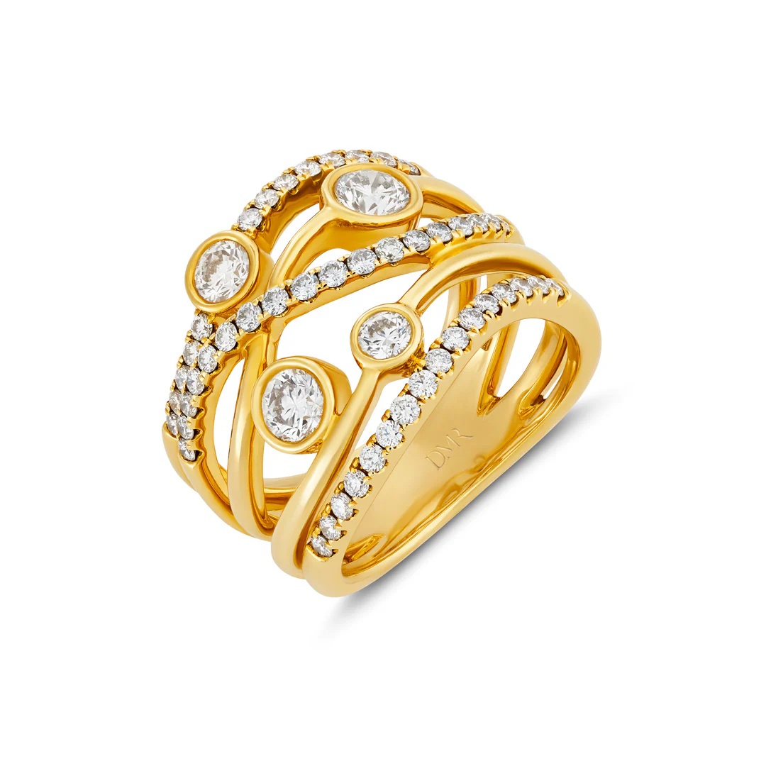 Lunar Yellow Gold Large Diamond Ring - Image 3