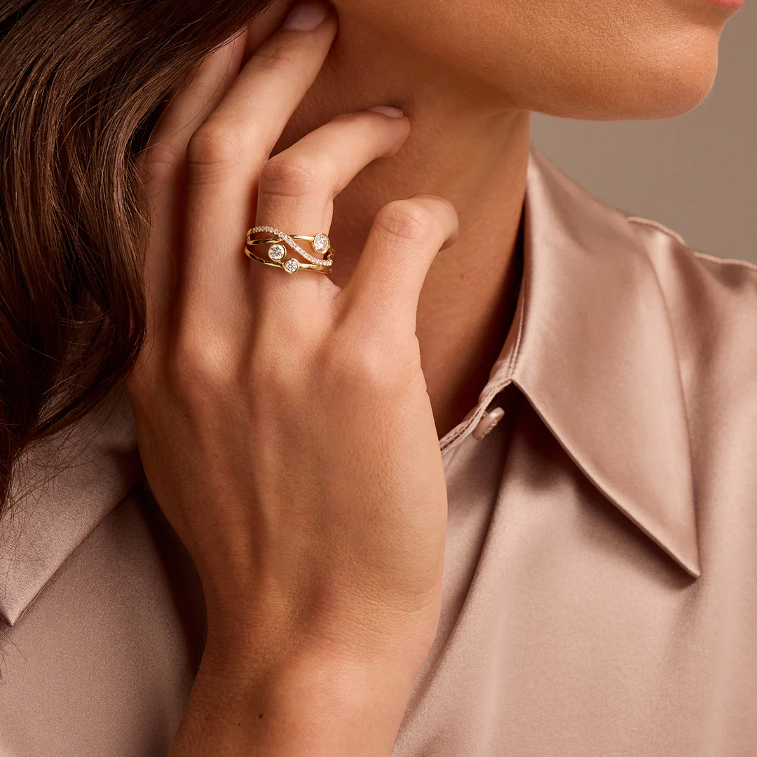 Lunar Yellow Gold Diamond Ring - Image 2