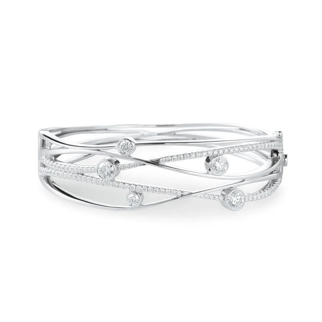Lunar White Gold Diamond Bangle