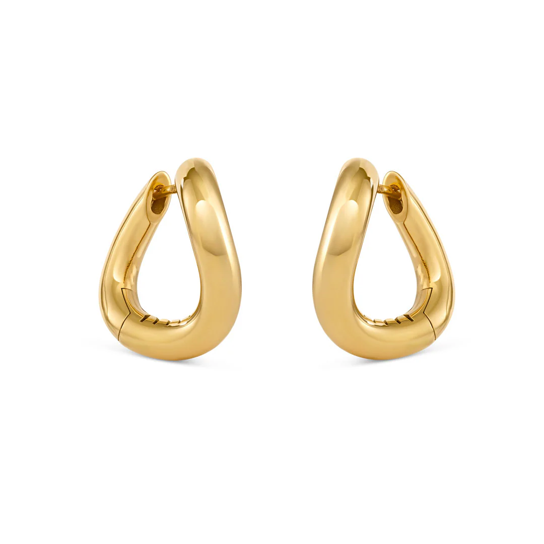 Making Waves Yellow Gold Hoop Earrings - Image 3
