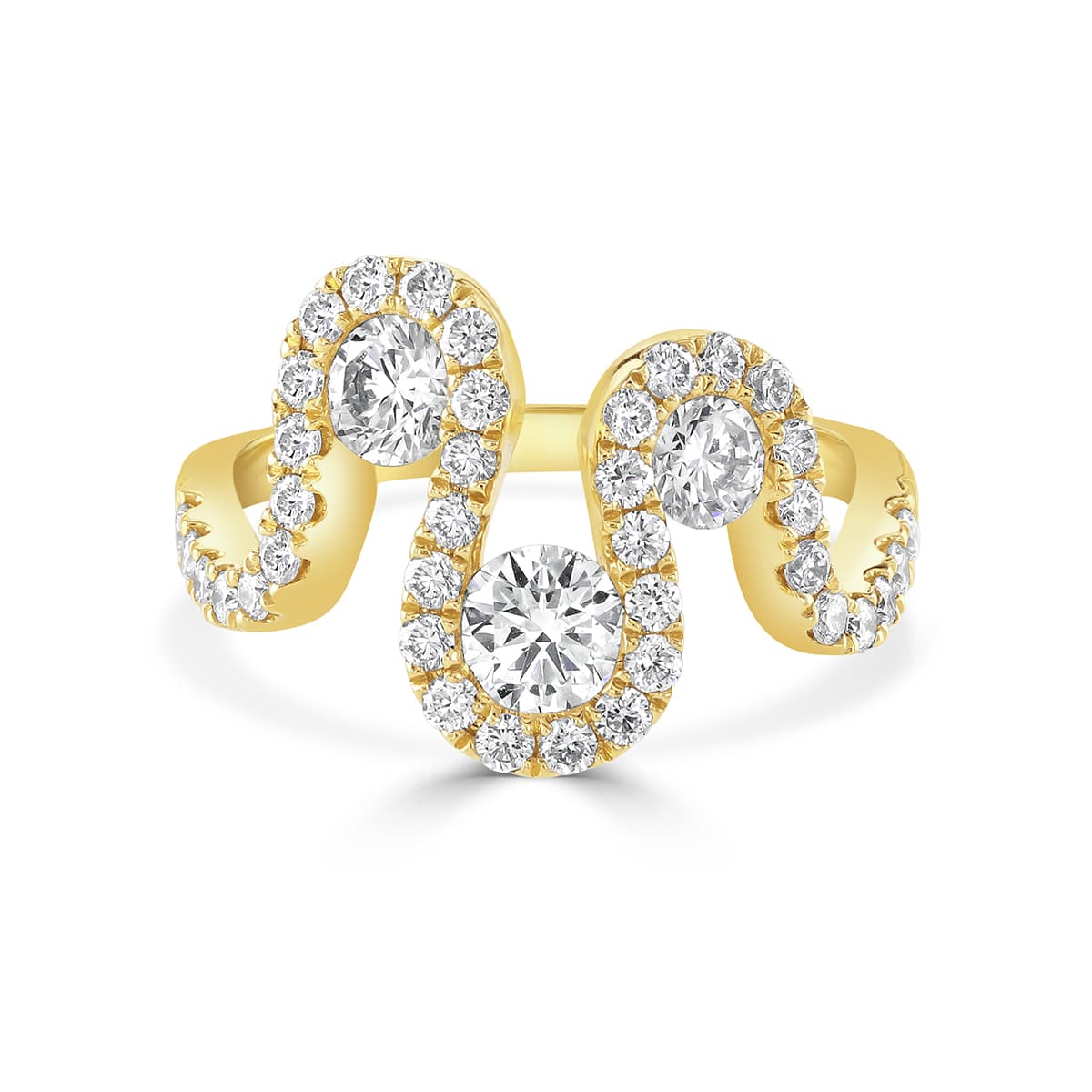 Meander Yellow Gold Brilliant Cut Diamond Ring