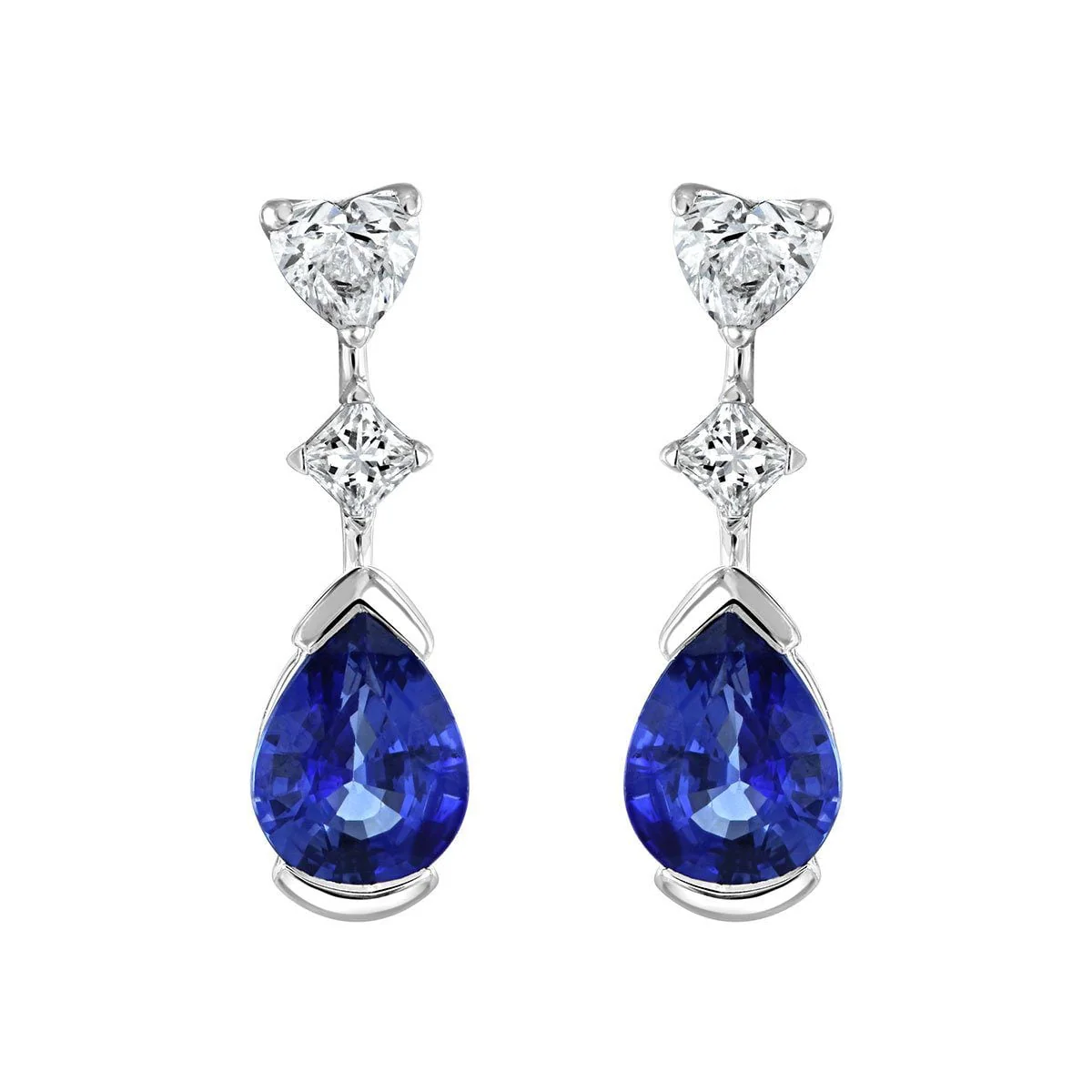 Pear Shape Sapphire &amp; Diamond Drop Earrings