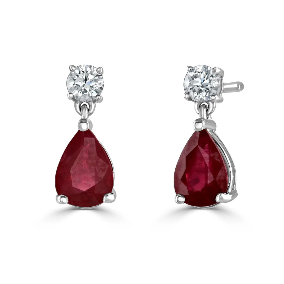 Pear Shape Ruby &amp; Diamond Earrings