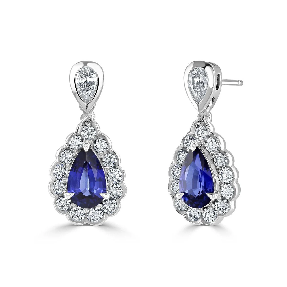 Pear Shape Sapphire &amp; Diamond Earrings