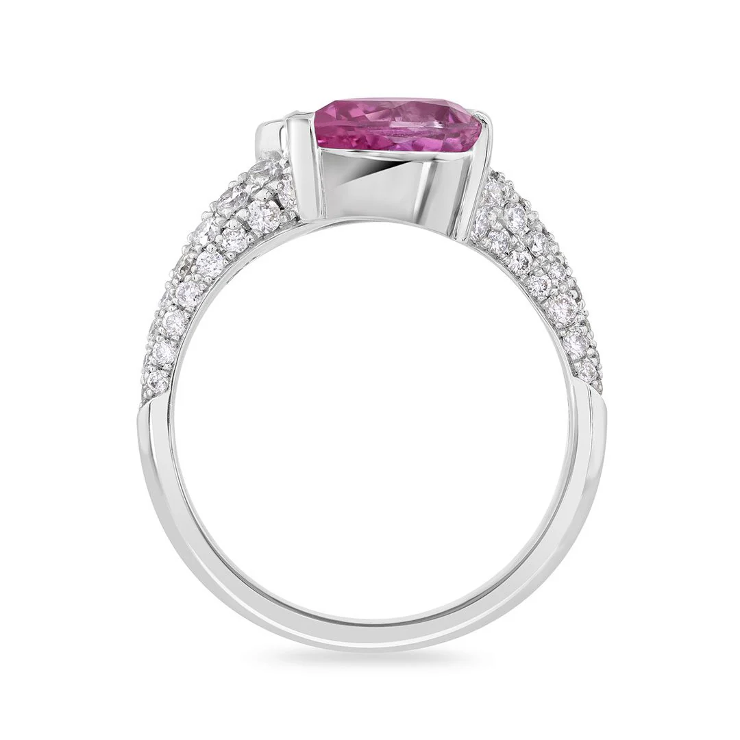 Pearfection Platinum Diamond & Pink Sapphire Ring - Image 4